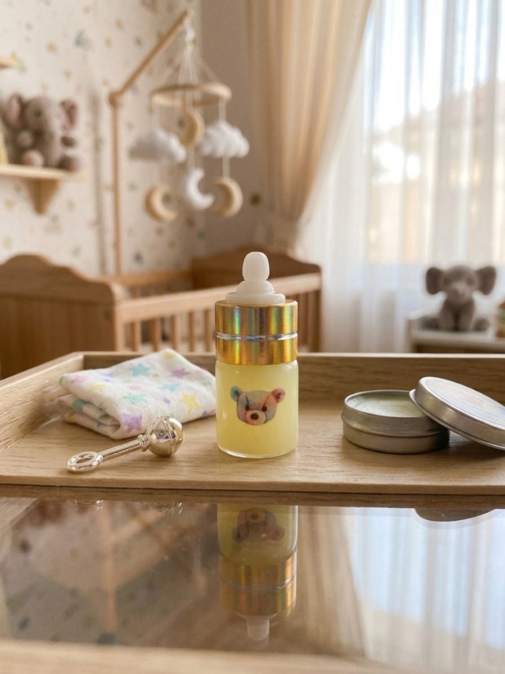 Teddy Bear Mini Micro Baby Doll Glass Bottle